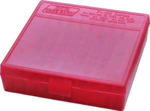 MTM Case-Gard P100929 Case-Gard P-100 Multi-Caliber Handgun Clear Red Polypropylene 100rd