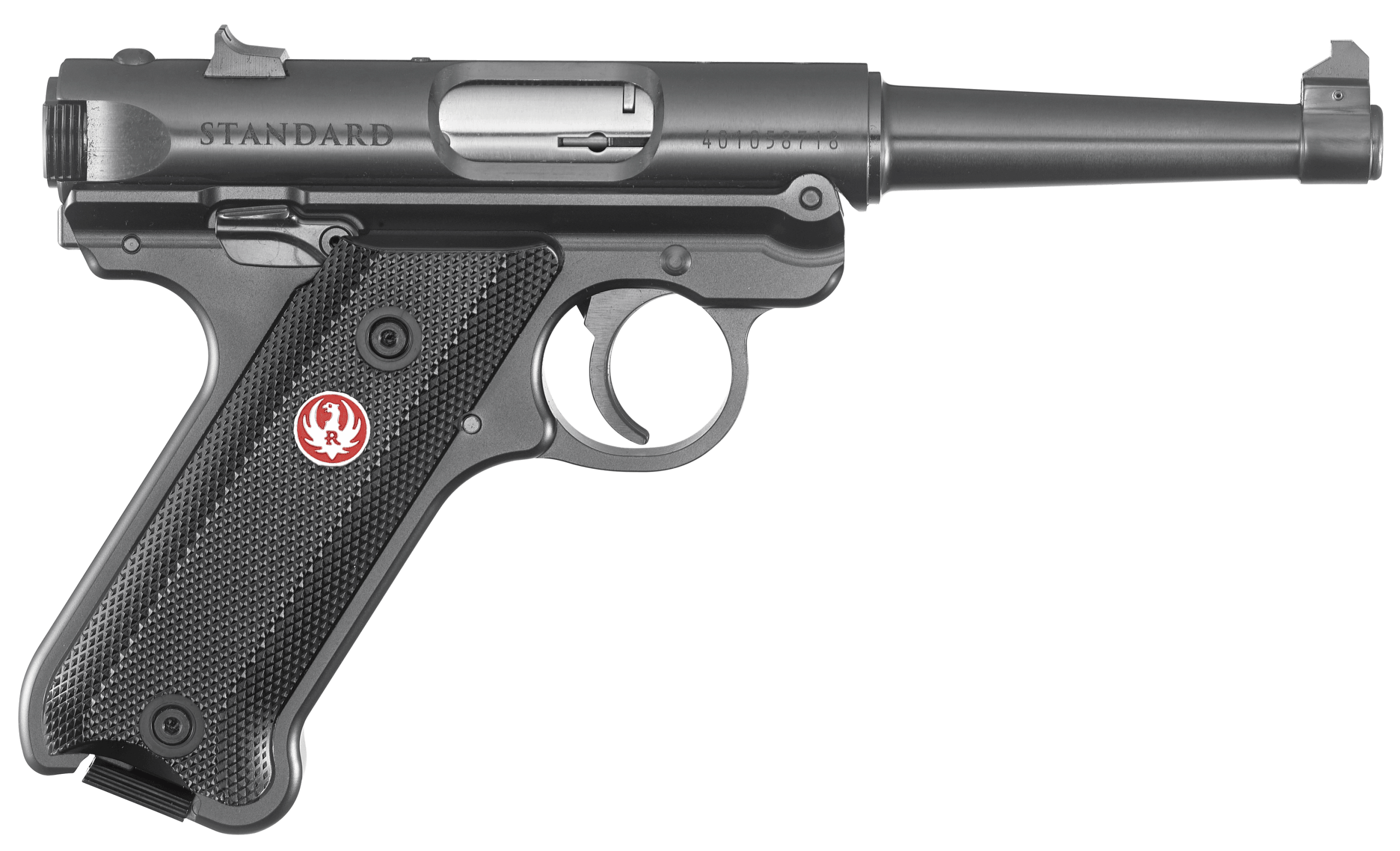 Ruger 40104 Mark IV 22 LR 10+1 4.75" Satin Stainless Tapered Barrel Blued Steel Slide & Aluminum Frame Checkered Synthetic Grip