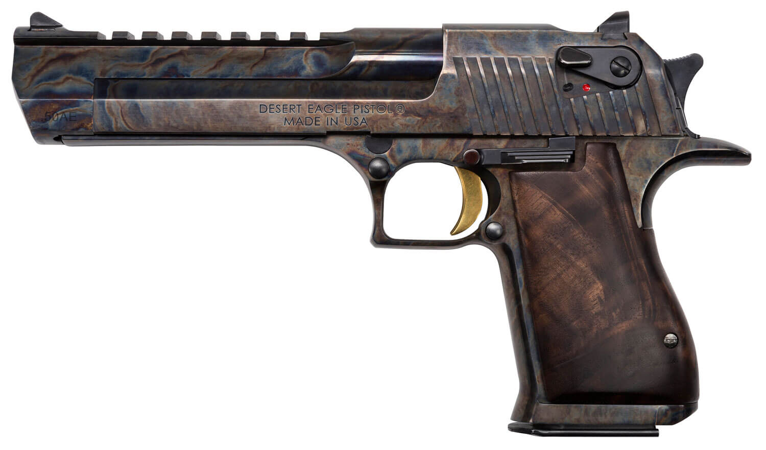 Magnum Research DE50CH Desert Eagle Mark XIX 50 AE 7+1 6" Color Case Hardened Carbon Steel w/Picatinny Rail Barrel Clear Cerakote Color Case Hardened Serrated Carbon Steel Slide & Frame w/Beavertail Walnut w/Engraved Desert Eagle Logo Grip Ambidextrou - Image 2