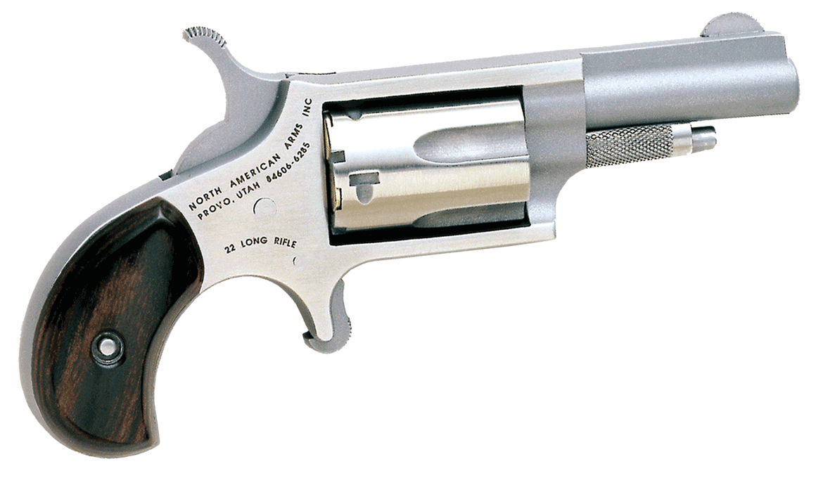North American Arms 22LLR Mini-Revolver 22 LR 5 Shot 1.63" Barrel Overall Stainless Steel Finish Rosewood Birdshead Grip