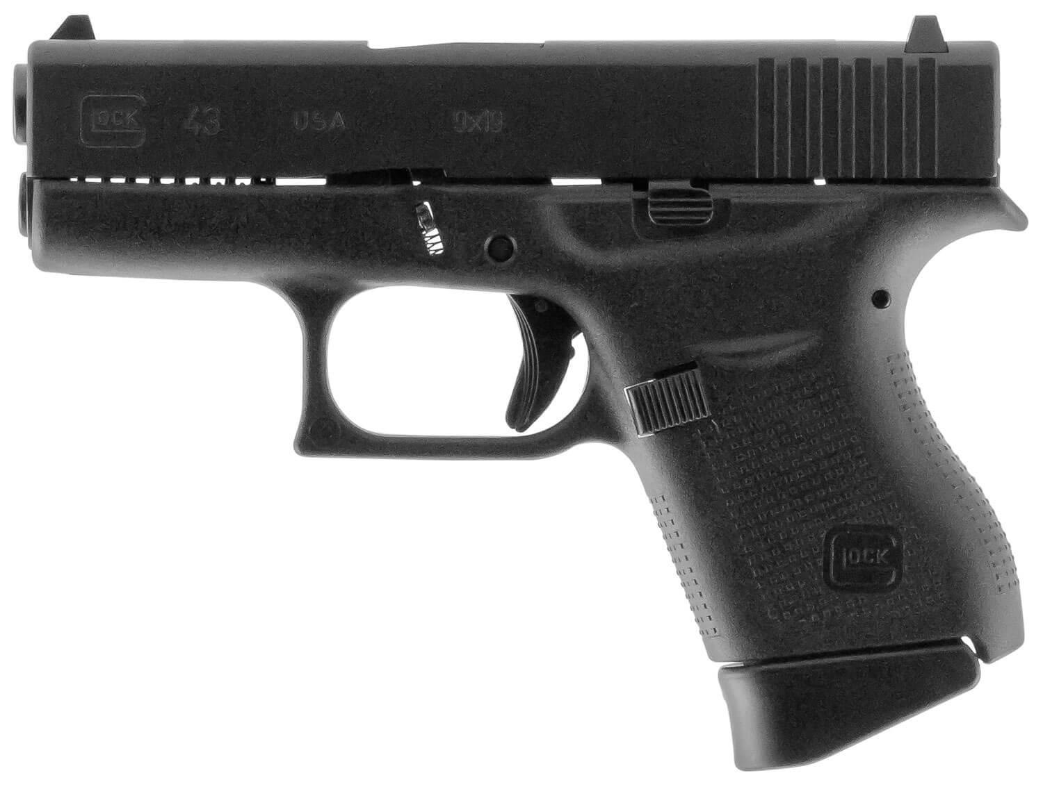 Glock UI4350201 G43 Sub-Compact 9mm Luger 6+1 3.41″ Black Steel Barrel Matte Black Serrated Steel Slide Black Polymer Frame Black Textured Polymer Grip USA Made Glock UI4350201 G43 Sub-Compact 9mm Luger 6+1 3.41″ Black Steel Barrel Matte Black Serrated Steel Slide Black Polymer Frame Black Textured Polymer Grip USA Made