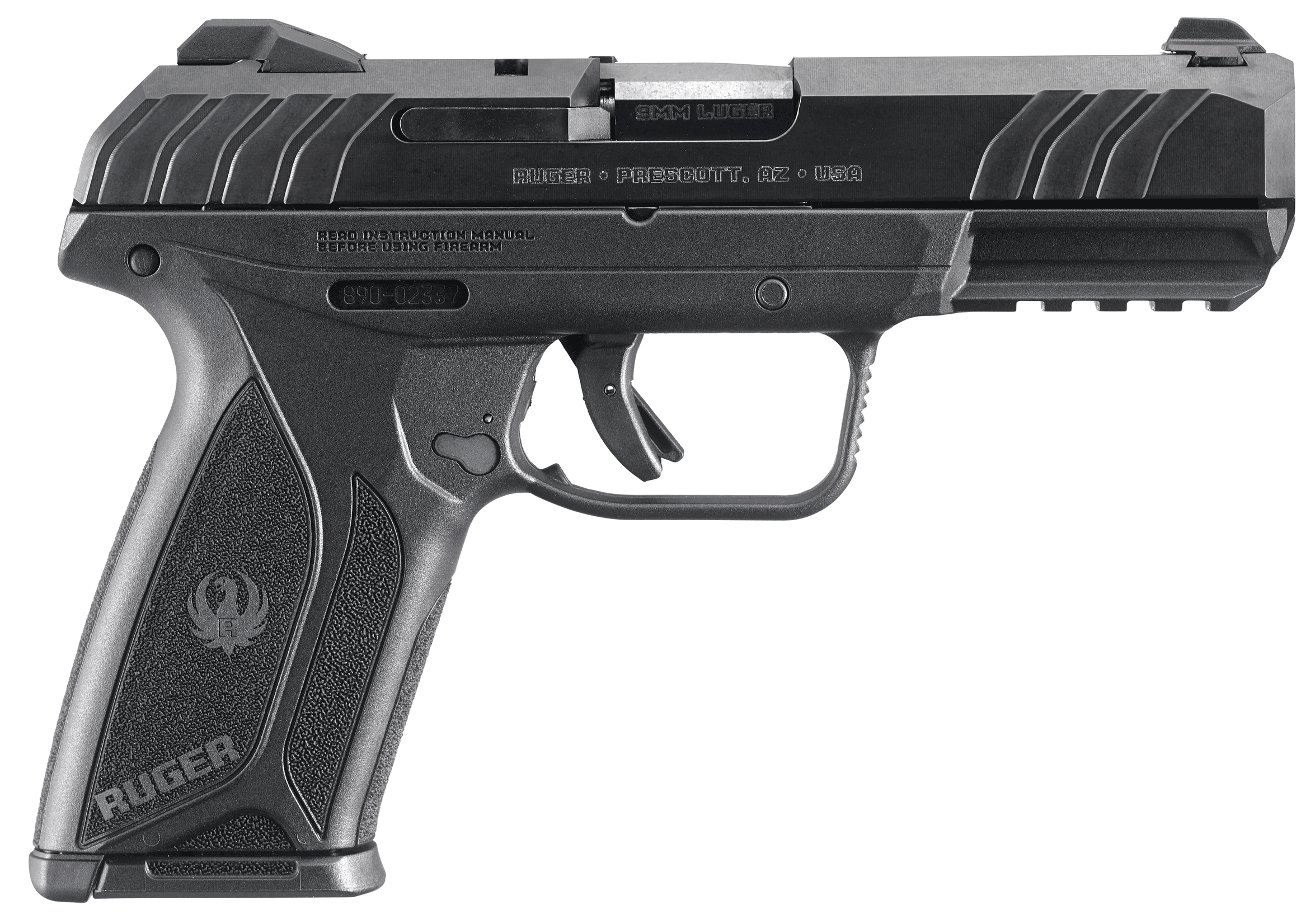Ruger 3810 Security-9 9mm Luger 15+1 4″ Black Steel Barrel Black Oxide Serrated Steel Slide Black Polymer Frame w/Picatinny Rail Black Polymer Grip Ruger 3810 Security-9 9mm Luger 15+1 4″ Black Steel Barrel Black Oxide Serrated Steel Slide Black Polymer Frame w/Picatinny Rail Black Polymer Grip