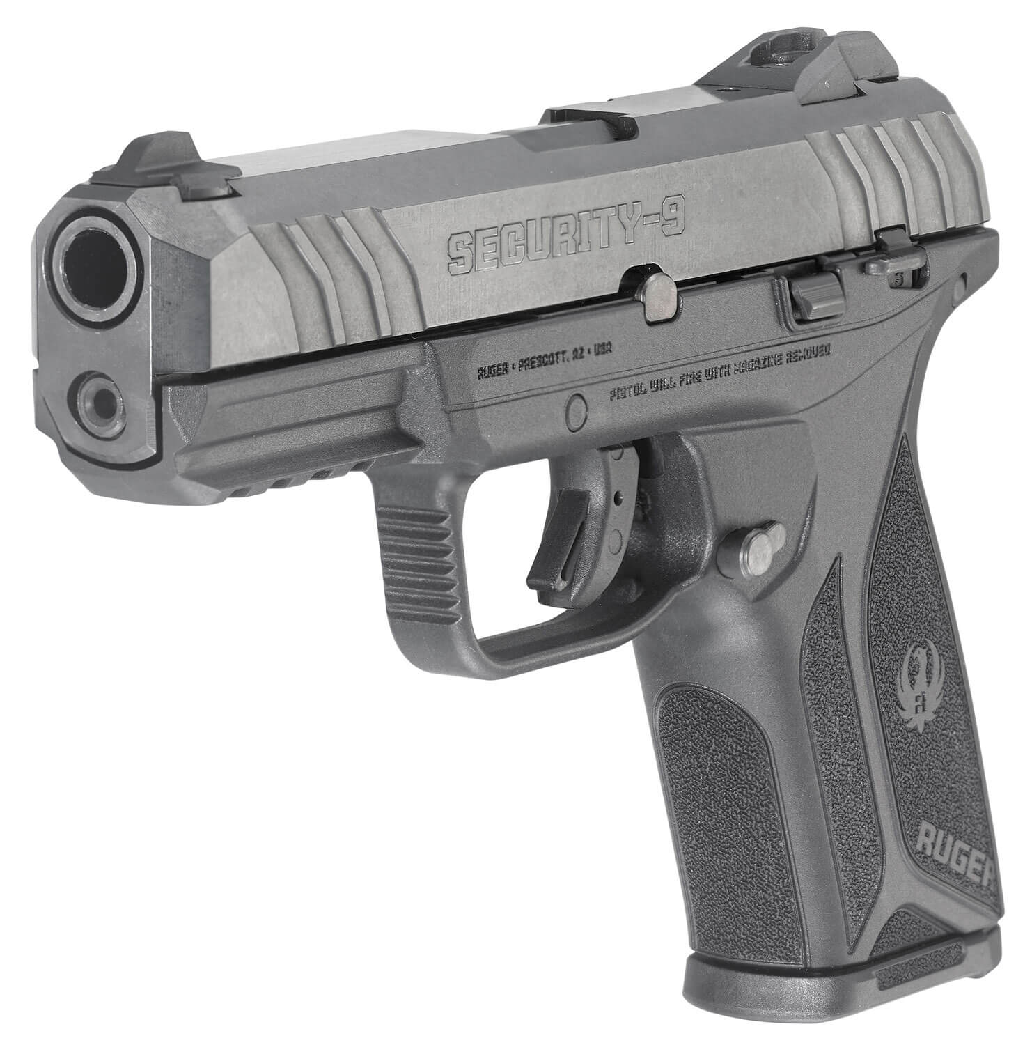 Ruger 3810 Security-9 9mm Luger 15+1 4″ Black Steel Barrel Black Oxide Serrated Steel Slide Black Polymer Frame w/Picatinny Rail Black Polymer Grip Ruger 3810 Security-9 9mm Luger 15+1 4″ Black Steel Barrel Black Oxide Serrated Steel Slide Black Polymer Frame w/Picatinny Rail Black Polymer Grip