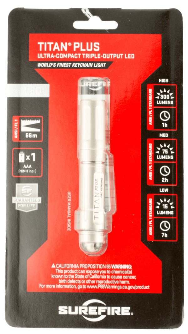 SureFire TITANB Titan Plus  Nickel Plated 15/75/300 Lumens  White LED