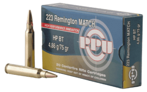 PPU PPM2232 Match  223 Rem 75 gr Hollow Point Boat Tail 20rd Box