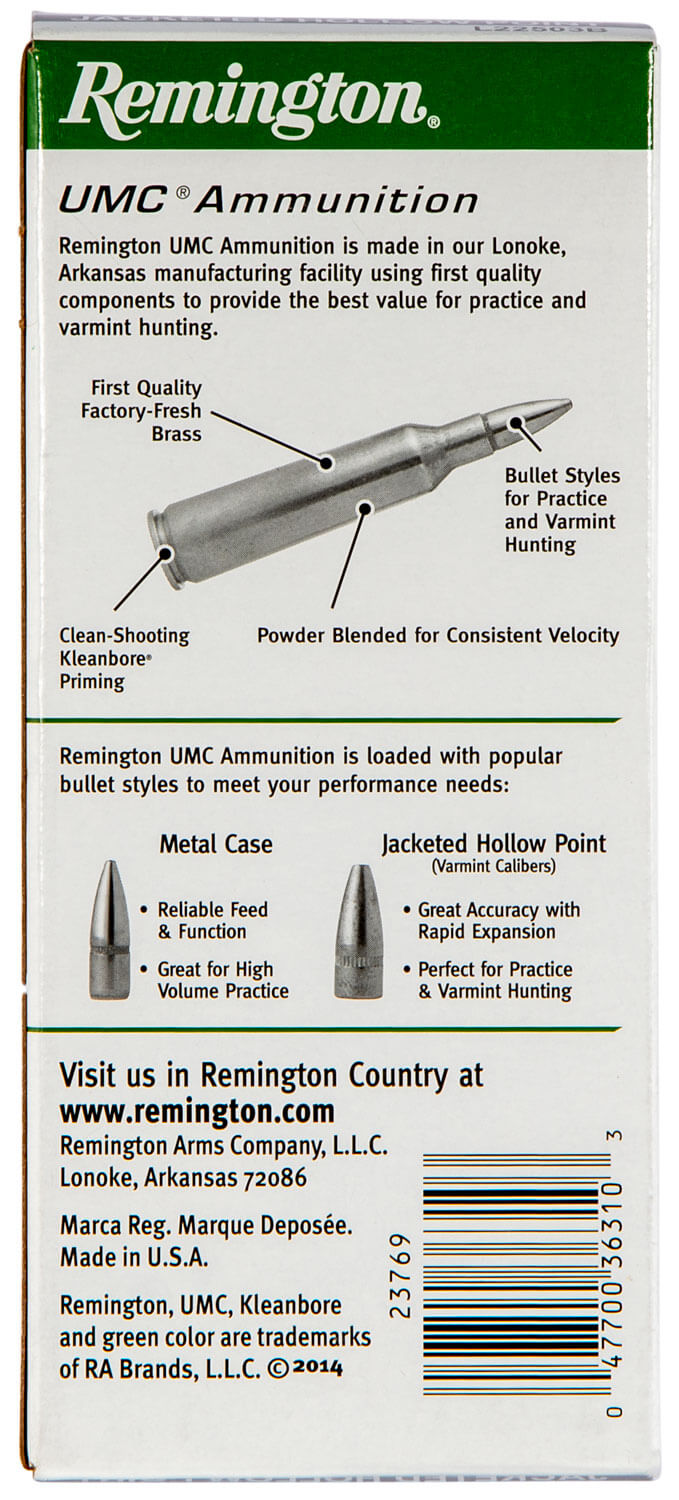 Remington Ammunition 23769 UMC Value Pack 22-250 Rem 45 gr Jacket Hollow Point 40 Per Box/ 10 Cs Remington Ammunition 23769 UMC Value Pack 22-250 Rem 45 gr Jacket Hollow Point 40 Per Box/ 10 Cs