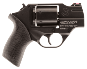 Chiappa Firearms CF340216 Rhino 200DS  Small Frame 357 Mag 6 Shot  2″ Black Anodized Steel Barrel  Blued Steel Cylinder  Black Anodized Aluminum Frame  Black Rubber Grip  Concealed Hammer