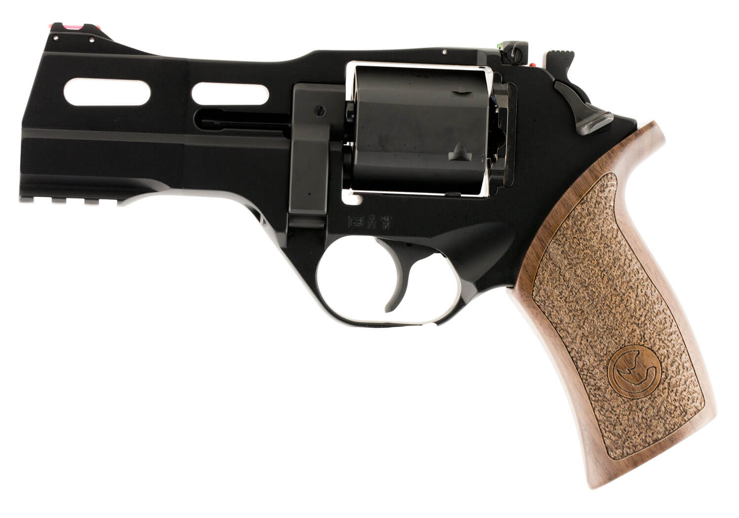 Chiappa Firearms 340219 Rhino 40DS Small Frame 357 Mag 6 Shot 4″ Black Anodized Steel Vent Rib Barrel Blued Steel Cylinder Black Anodized Aluminum Frame Walnut Grip Concealed Hammer Chiappa Firearms 340219 Rhino 40DS Small Frame 357 Mag 6 Shot 4″ Black Anodized Steel Vent Rib Barrel Blued Steel Cylinder Black Anodized Aluminum Frame Walnut Grip Concealed Hammer