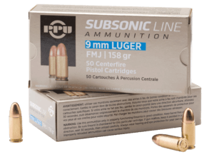 PPU PPS9MM Subsonic  9mm Luger Subsonic 158 gr Full Metal Jacket 50rd Box