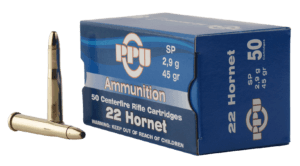 PPU PP22H Standard Rifle 22 Hornet 45 gr Soft Point 50rd Box PPU PP22H Standard Rifle 22 Hornet 45 gr Soft Point 50rd Box