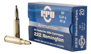 PPU PP222 Standard Rifle  222 Rem 50 gr Soft Point 20rd Box