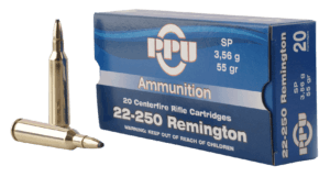 PPU PP22250 Standard Rifle  22-250 Rem 55 gr Soft Point 20rd Box