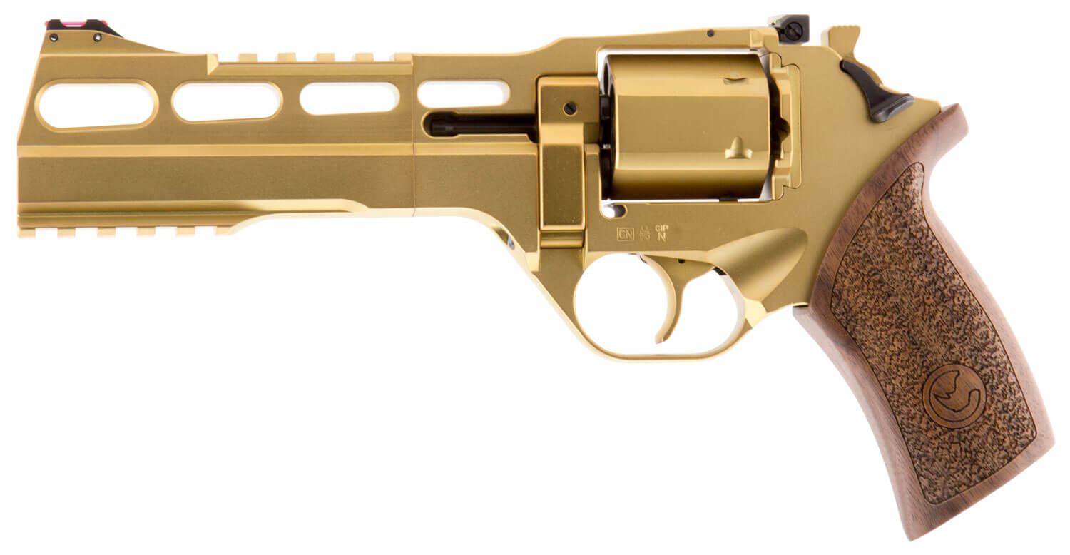 Chiappa Firearms 340225 Rhino 60DS Medium Frame 357 Mag 6 Shot 6″ Gold Plated PVD Steel Vent Rib Barrel & Cylinder Gold Plated PVD Aluminum Frame Walnut Grip Concealed Hammer Chiappa Firearms 340225 Rhino 60DS Medium Frame 357 Mag 6 Shot 6″ Gold Plated PVD Steel Vent Rib Barrel & Cylinder Gold Plated PVD Aluminum Frame Walnut Grip Concealed Hammer