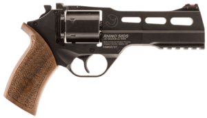 Chiappa Firearms CF340246 Rhino 50SAR  Medium Frame 357 Mag 6rd 5″ Black Anodized Steel Vent Rib Barrel  Black Cylinder  Black Anodized Aluminum Frame w/Picatinny Rail  Walnut Grip  Exposed Hammer