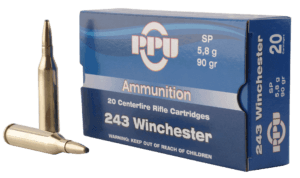 PPU PP2431 Standard Rifle  243 Win 90 gr Soft Point 20rd Box