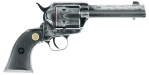 Chiappa Firearms 340089 SAA 1873  Medium Frame 22 LR 6 Shot  4.75″ Antiqued Steel Barrel  Antiqued Steel Frame  Antique Cylinder  Black Plastic Grip  Exposed Hammer