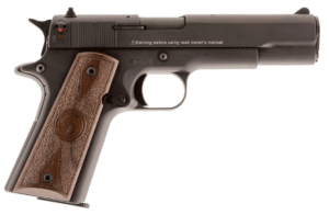 Chiappa Firearms 401038 1911-22  22 LR 10+1  5″ Black Steel Barrel  Blued Serrated Slide  Blued Aluminum Frame w/Beavertail  Stippled Walnut Grip  Manual Thumb Safety  Right Hand