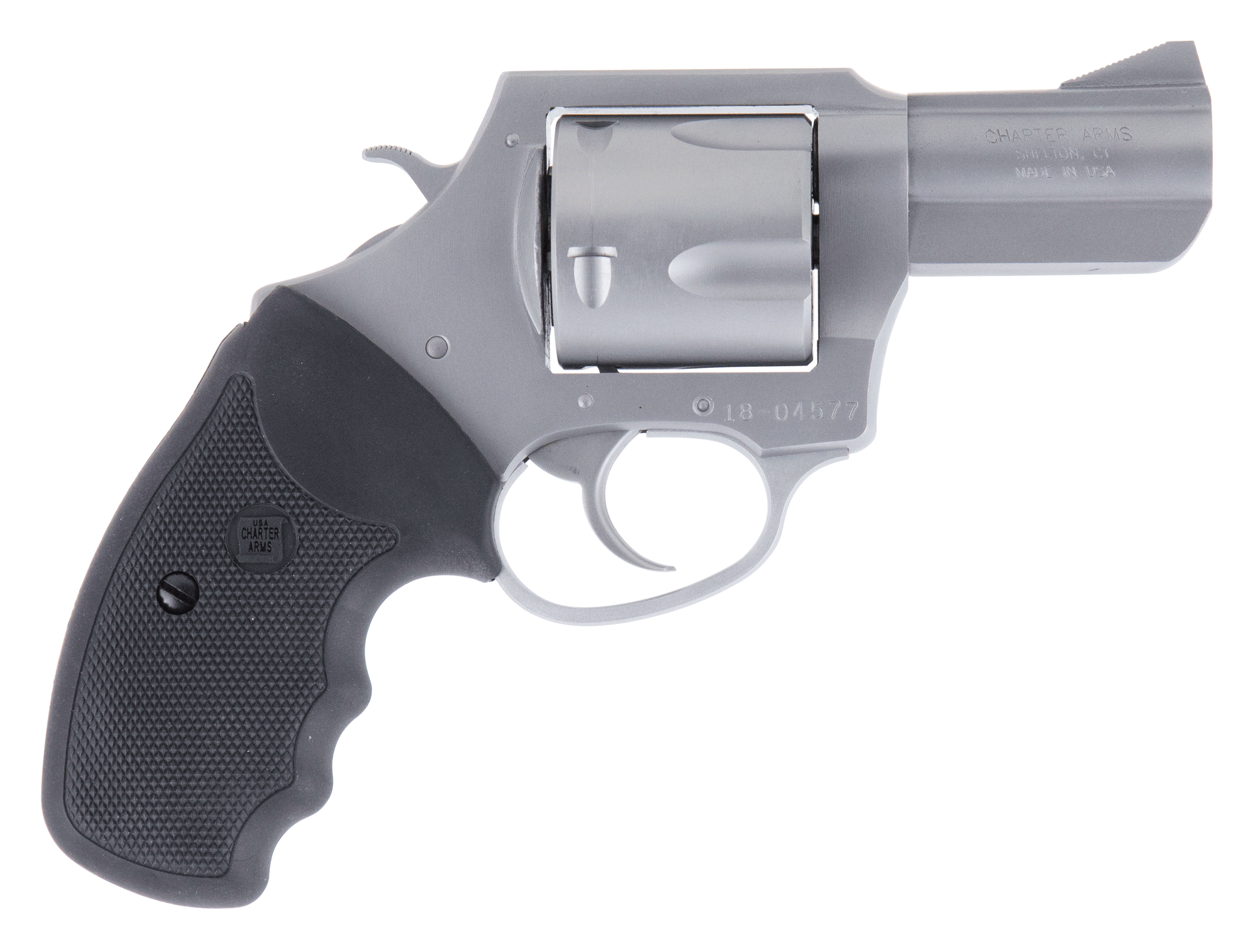 Charter Arms 74530 Bulldog Extra Large 45 Colt (LC) 5 Shot 2.50" Matte Stainless Steel Barrel Cylinder & Frame w/Black Finger Grooved Rubber Grip