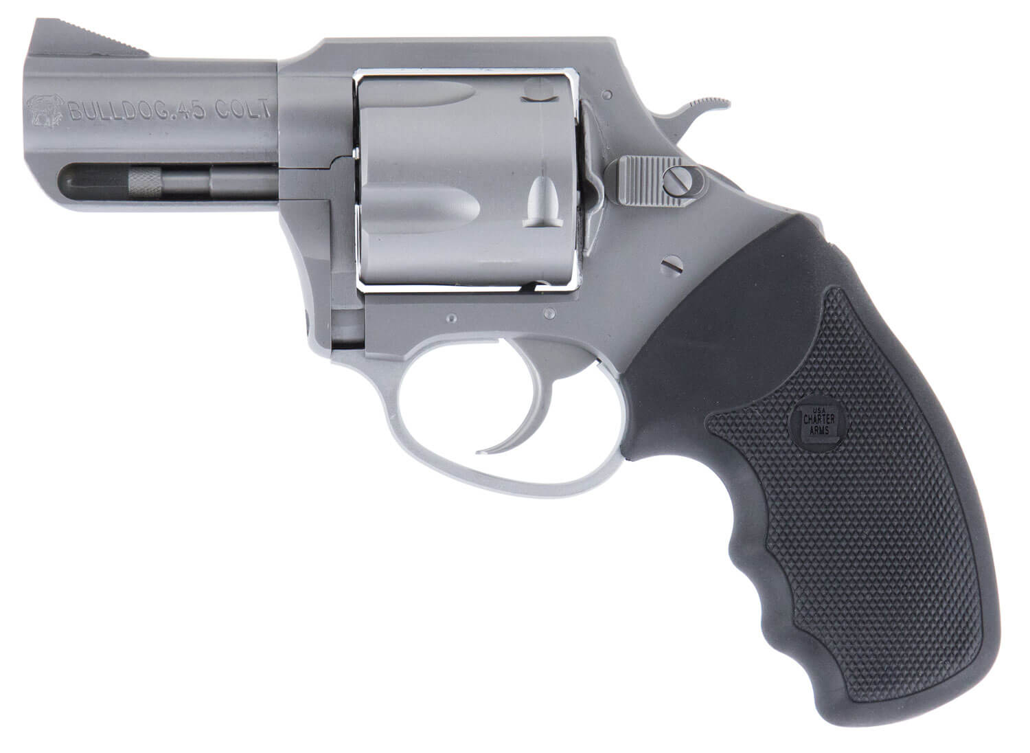 Charter Arms 74530 Bulldog Extra Large 45 Colt (LC) 5 Shot 2.50" Matte Stainless Steel Barrel Cylinder & Frame w/Black Finger Grooved Rubber Grip - Image 2