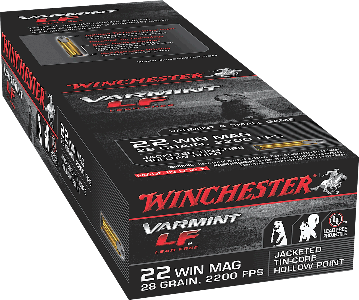 Winchester Ammo X22MHLF Varmint LF 22 WMR 25 gr Polymer Tip NTX 50rd Box Winchester Ammo X22MHLF Varmint LF 22 WMR 25 gr Polymer Tip NTX 50rd Box