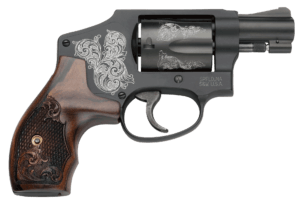 Smith & Wesson 150785 Model 442 38 S&W Spl +P 5 Shot 1.88″ Engraved Black Carbon Steel Barrel/Cylinder Engraved Black Aluminum J-Frame Engraved Wood Grip Mahogany Presentation Case Smith & Wesson 150785 Model 442 38 S&W Spl +P 5 Shot 1.88″ Engraved Black Carbon Steel Barrel/Cylinder Engraved Black Aluminum J-Frame Engraved Wood Grip Mahogany Presentation Case
