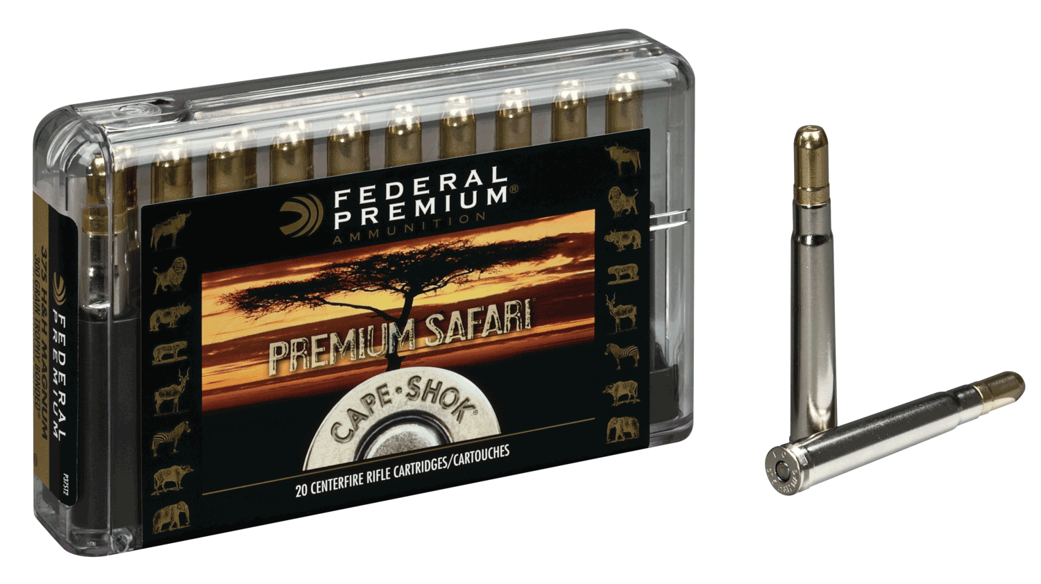 Federal P375T2 Premium Safari Cape-Shok 375H&HMag 300gr Trophy Bonded Sledgehammer Solid 20rd Box Federal P375T2 Premium Safari Cape-Shok 375H&HMag 300gr Trophy Bonded Sledgehammer Solid 20rd Box