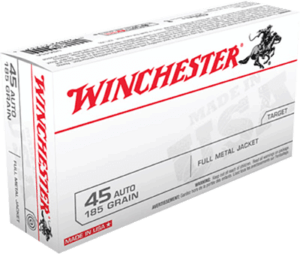 Winchester Ammo USA45A USA  45 ACP 185 gr Full Metal Jacket Flat Nose 50rd Box