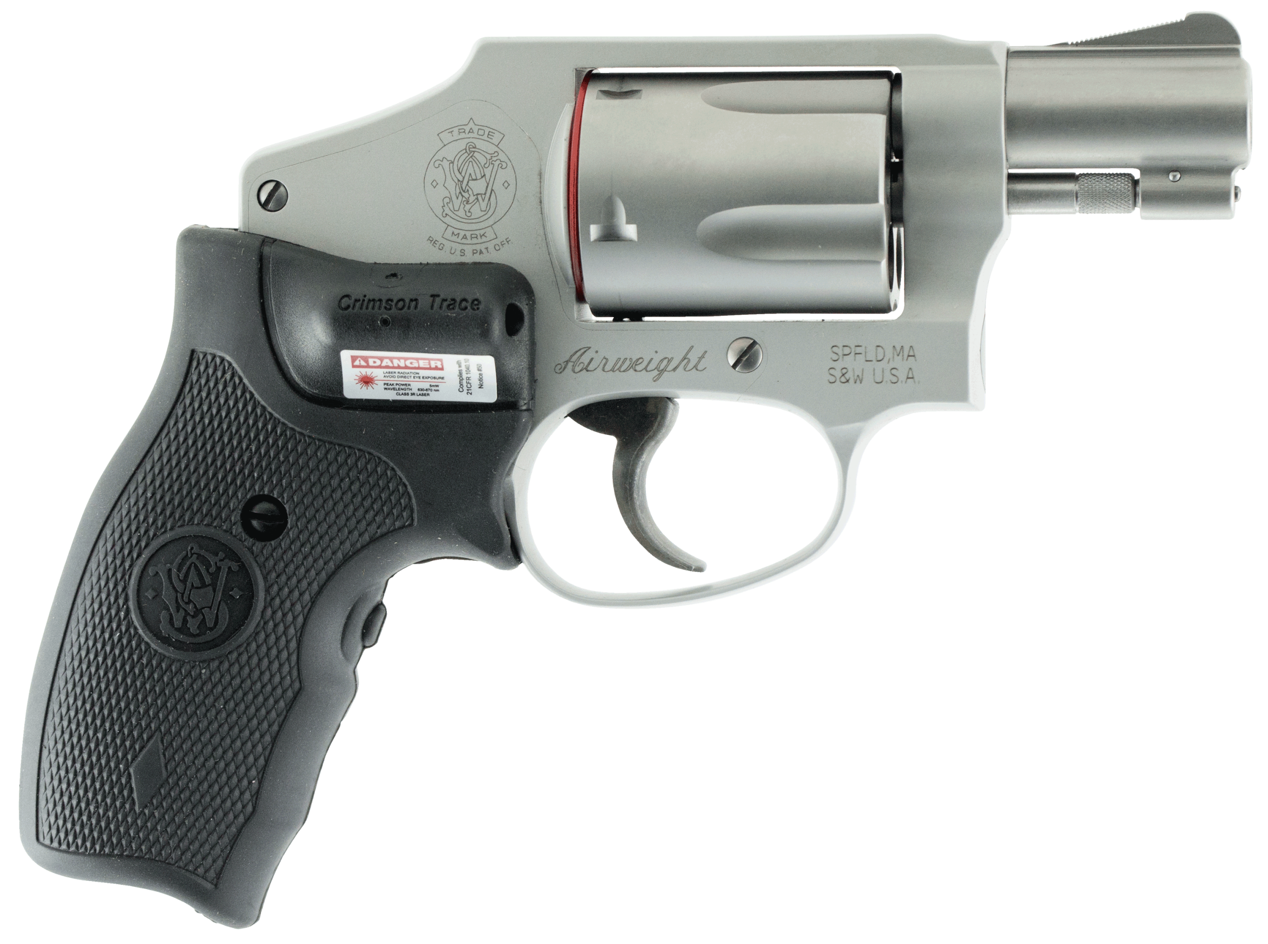 Smith & Wesson 150972 Model 642 Airweight 38 S&W Spl +P 5 Shot 1.88" Stainless Steel Barrel/Cylinder Matte Silver Aluminum Alloy J-Frame Includes Crimson Trace LG-305 Lasergrip No Internal Lock