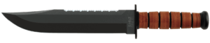 Ka-Bar 2217 Big Brother 9.38″ Fixed Clip Point Part Serrated Black 1095 Cro-Van Blade Brown Leather Handle
