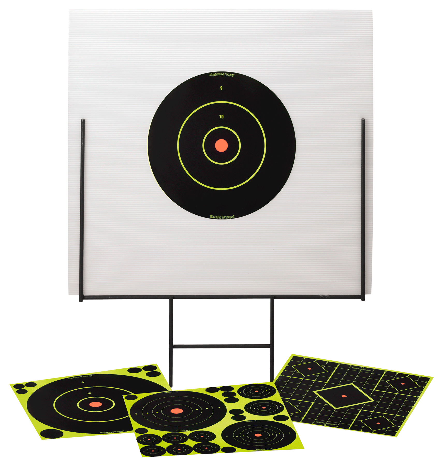 Birchwood Casey 46101 Shoot-N-C Portable Range Kit Self-Adhesive Universal Bullseye Includes Plastic Backboard/Steel Frame/Targets Birchwood Casey 46101 Shoot-N-C Portable Range Kit Self-Adhesive Universal Bullseye Includes Plastic Backboard/Steel Frame/Targets