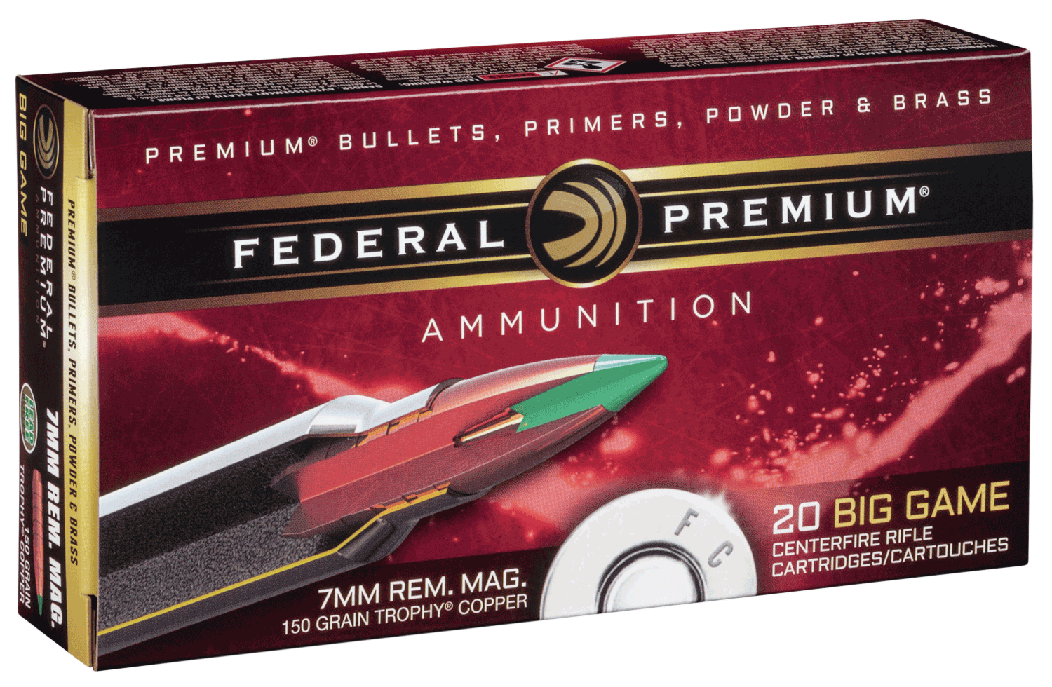 Federal P7RTC3 Premium 7mm Rem Mag 150 gr Trophy Copper (TC) 20rd Box Federal P7RTC3 Premium 7mm Rem Mag 150 gr Trophy Copper (TC) 20rd Box