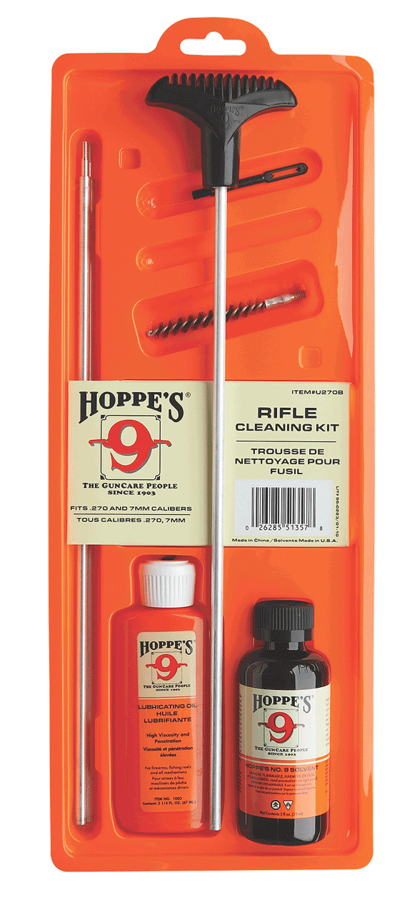 Hoppe’s U270B Rifle Cleaning Kit 270 / 280 Cal & 7mm (Clam Pack)