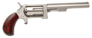 North American Arms SW4 Sidewinder *CA Compliant 22 WMR Caliber with 4 Barrel 5rd Capacity Cylinder Overall Stainless Steel Finish & Rosewood Birdshead Grip