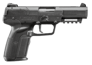 FN 3868929302 Five-seveN *CA Compliant 5.7x28mm 4.80″ Barrel 10+1 Matte Black Polymer Frame With Mounting Rail & Serrated Trigger Guard Ambidextrous Safety