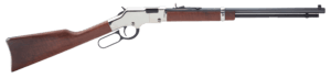 Henry H004S Golden Boy Silver 22 Short 22 Long or 22 LR Caliber with 16 LR/21 Short Capacity 20″ Blued Barrel Nickel-Plated Metal Finish & American Walnut Stock Right Hand (Full Size)