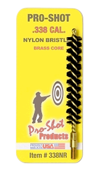 Pro-Shot 338NR Bore Brush .338 Cal Rifle #8-32 Thread Nylon Bristles Brass Core Pro-Shot 338NR Bore Brush .338 Cal Rifle #8-32 Thread Nylon Bristles Brass Core