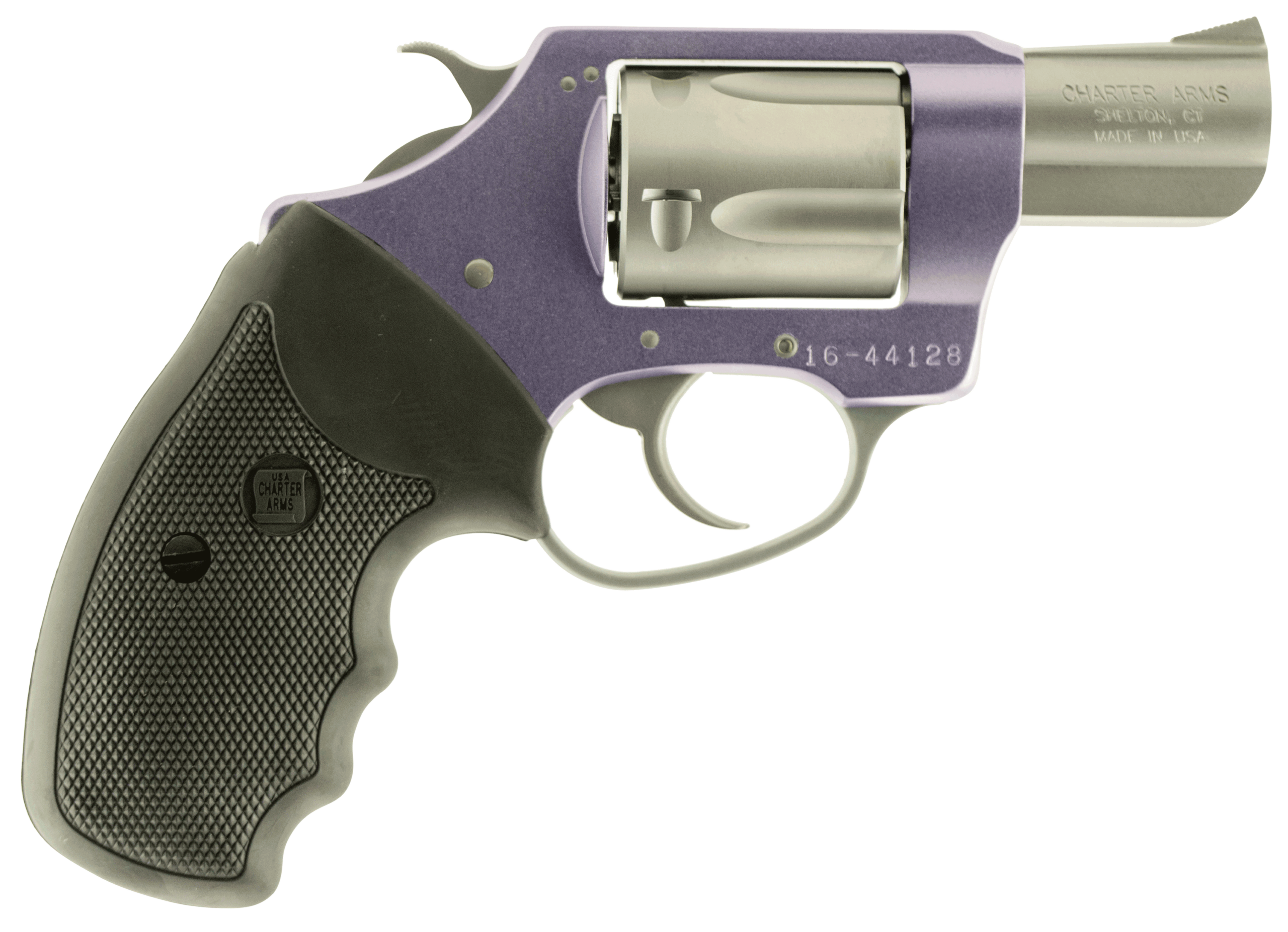 Charter Arms 53840 Undercover Lite Lavender Lady 38 Special 5rd 2" Stainless Finished Barrel/Cylinder Aluminum Frame w/Anodized Lavender Finish Standard Hammer Finger Grooved Black Rubber Grip