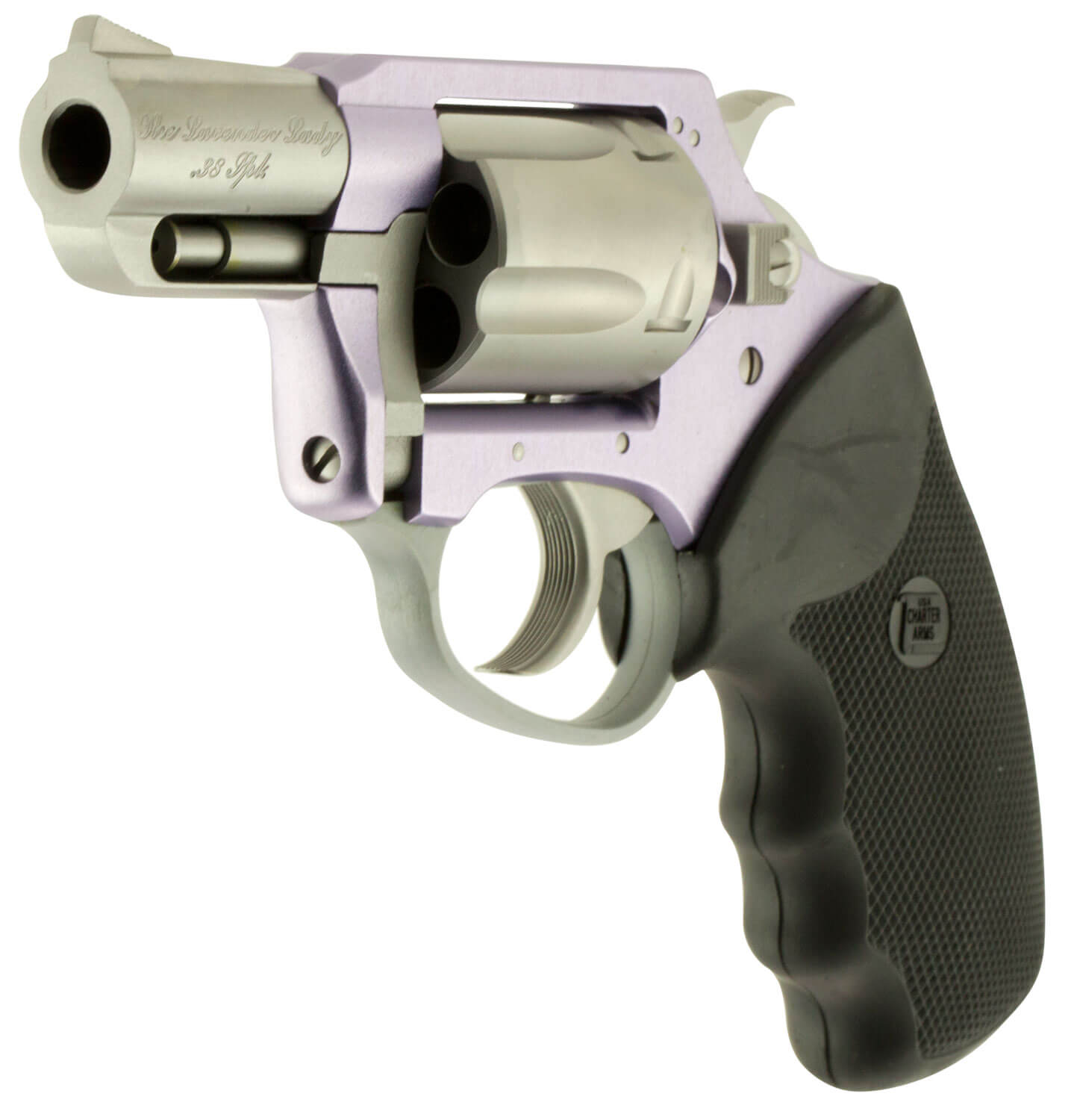 Charter Arms 53840 Undercover Lite Lavender Lady 38 Special 5rd 2" Stainless Finished Barrel/Cylinder Aluminum Frame w/Anodized Lavender Finish Standard Hammer Finger Grooved Black Rubber Grip - Image 2
