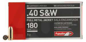 Aguila 1E402110 Target & Range Handgun 40 S&W 180 gr Full Metal Jacket 50rd Box Aguila 1E402110 Target & Range Handgun 40 S&W 180 gr Full Metal Jacket 50rd Box