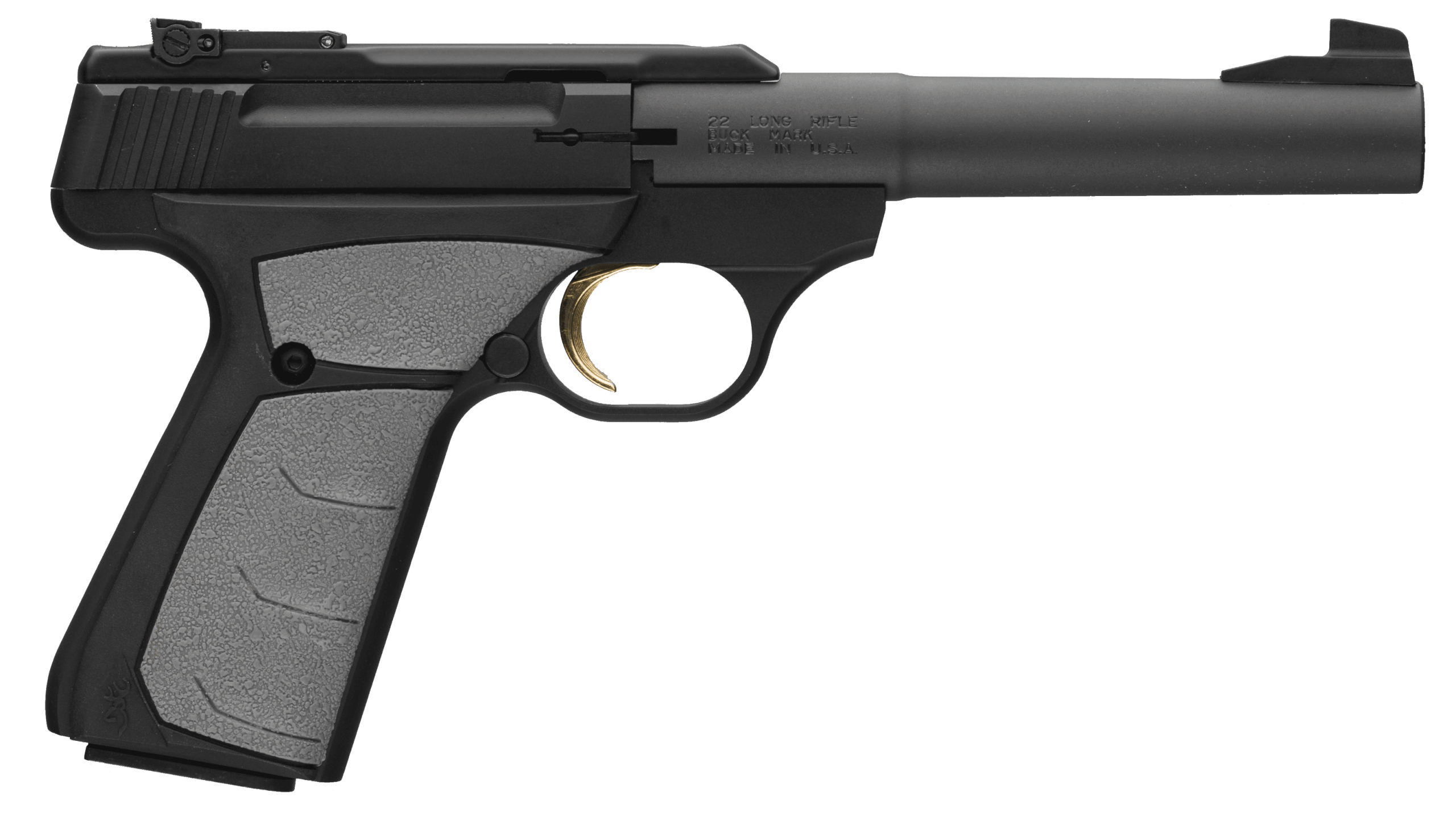 Browning 051498490 Buck Mark Camper 22 LR 10+1 5.50" Tapered Bull Barrel Matte Black Serrated Steel Slide & Aluminum Frame Gray Ultragrip FX Grip
