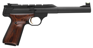 Browning 051499490 Buck Mark Hunter 22 LR 10+1 7.25" Tapered Bull Barrel Matte Black Optic Ready/Serrated Steel Slide Matte Black Aluminum Frame Laminate Cocobolo Grips