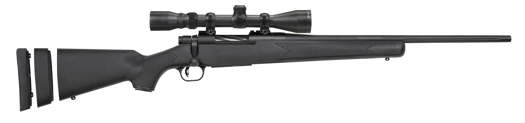 Mossberg 27840 Patriot Super Bantam 243 Win Caliber with 5+1 Capacity 20" Fluted Barrel Matte Blued Metal Finish & Black Synthetic Stock Right Hand (Youth) Include 3-9x40mm Scope
