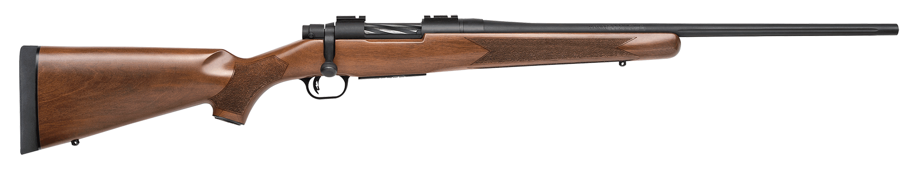 Mossberg 27849 Patriot 7mm-08 Rem 5+1 22" Fluted Barrel w/Recessed Match Crown Matte Blued Metal Finish Spiral-Fluted Bolt Walnut Stock Drop Box Magazine Adjustable LBA Trigger