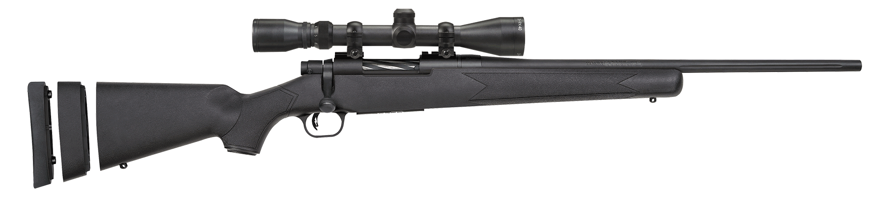 Mossberg 27853 Patriot Super Bantam 7mm-08 Rem Caliber with 5+1 Capacity 20" Fluted Barrel Matte Blued Metal Finish & Black Synthetic Stock Right Hand (Youth) Includes 3-9x40mm Scope