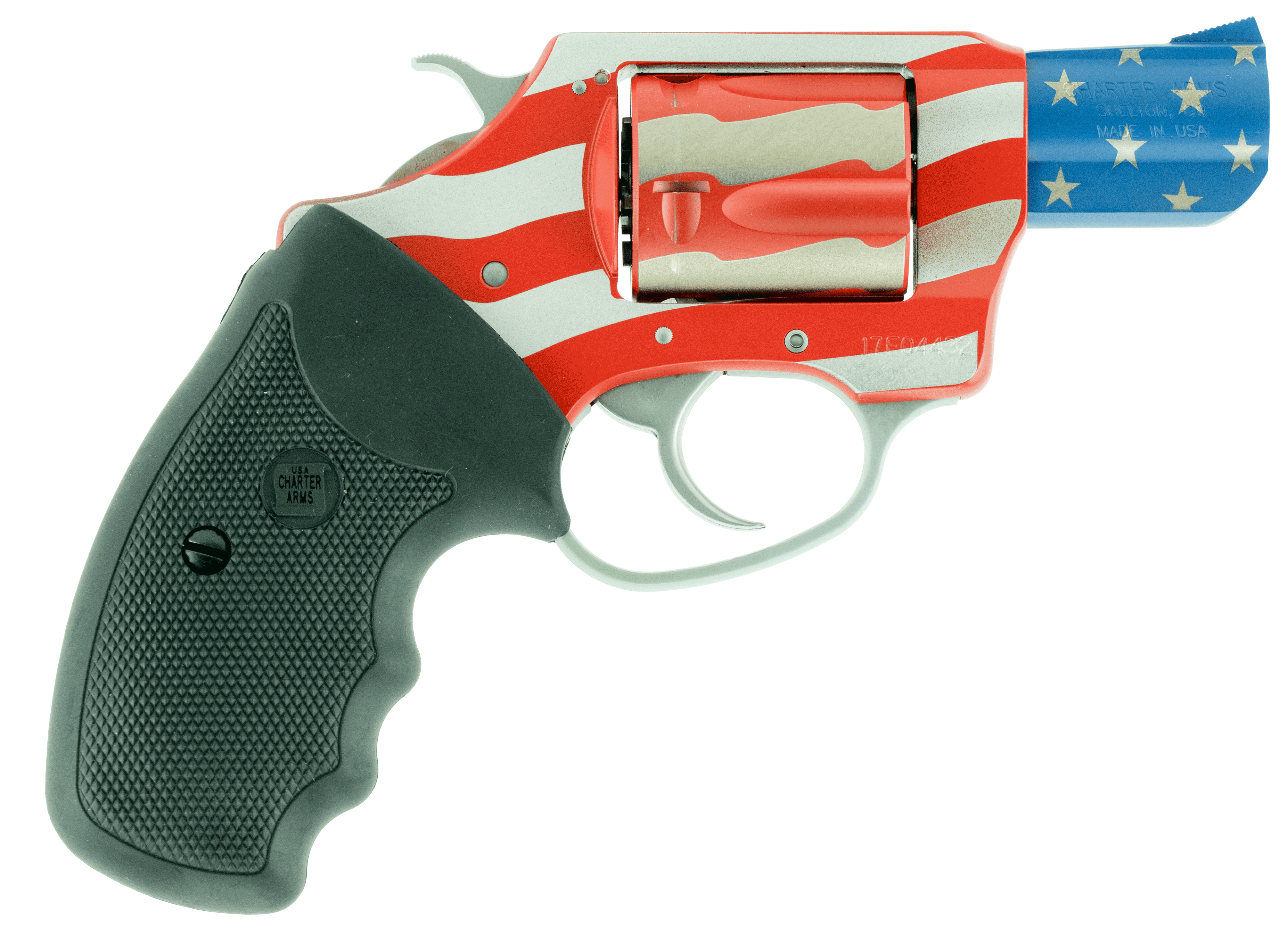Charter Arms 23872 Undercover The Old Glory 38 Special 5rd 2″ Barrel Aluminum Frame American Flag Cerakote Finish Standard Hammer Finger Grooved Black Rubber Grip Charter Arms 23872 Undercover The Old Glory 38 Special 5rd 2″ Barrel Aluminum Frame American Flag Cerakote Finish Standard Hammer Finger Grooved Black Rubber Grip