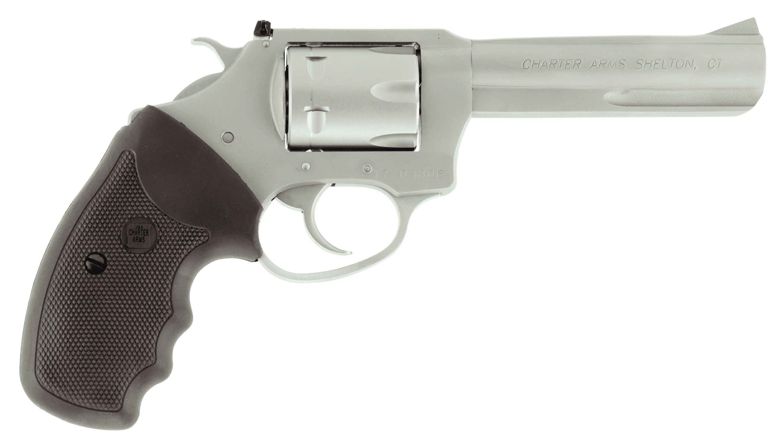 Charter Arms 72342 Pathfinder Target 22 WMR 6 Shot 4.20" Matte Stainless Barrel & Cylinder Anodized Aluminum Frame Black Finger Grooved Rubber Grip
