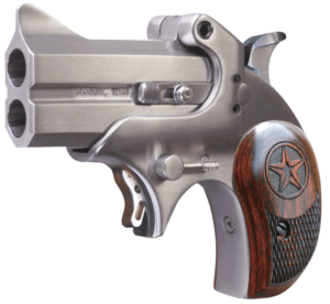 Bond Arms BAM Mini Original 45 Colt (LC) 2rd 2.50″ Stainless Steel Double Barrel & Frame Auto Extractor & Rebounding Hammer Blade Front/Fixed Rear Sights Rosewood Grips Manual Safety
