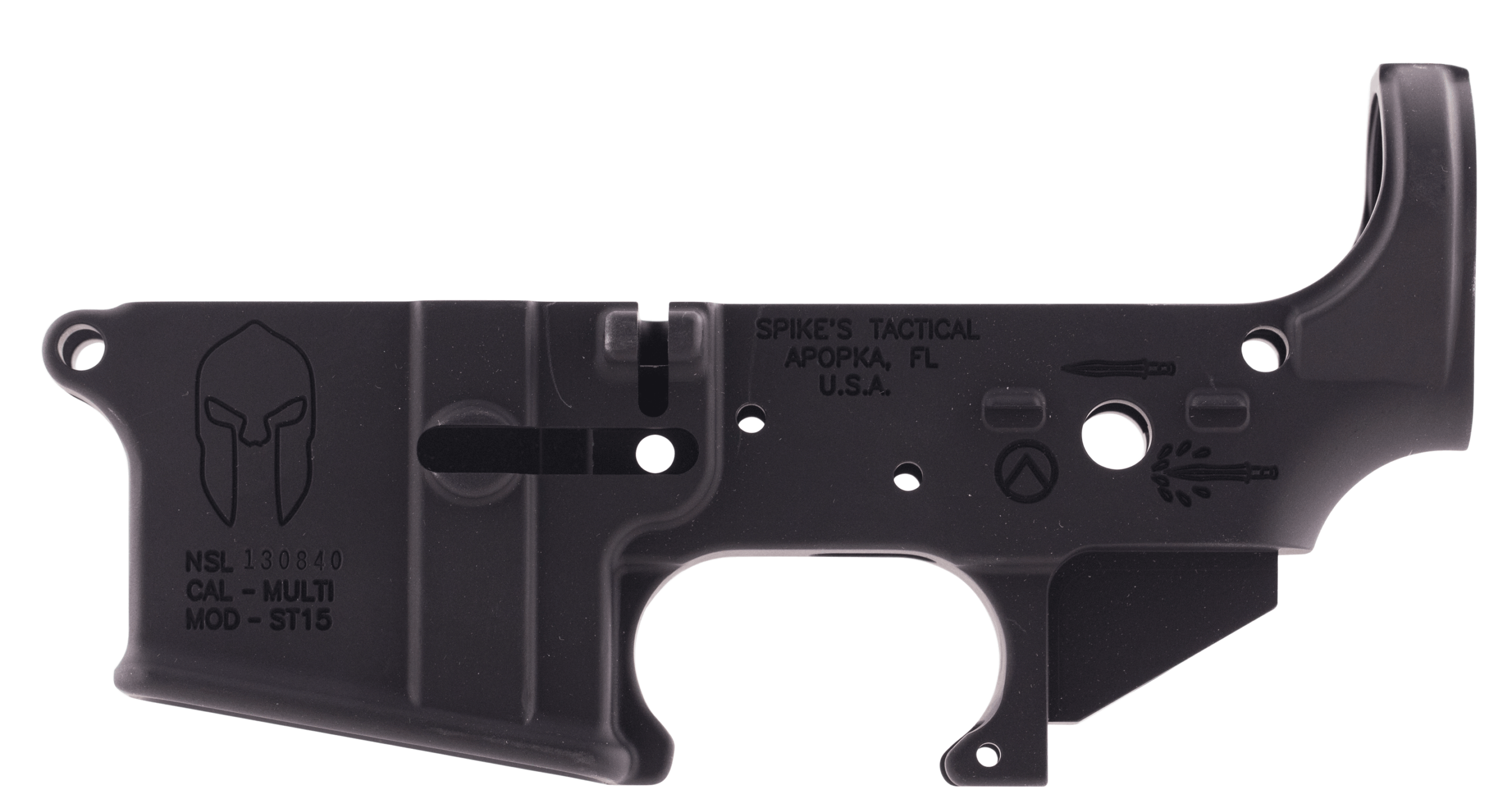 Spikes STLS021 Spartan Stripped Lower Receiver Multi-Caliber 7075-T6 Aluminum Black Anodized for AR-15 Spikes STLS021 Spartan Stripped Lower Receiver Multi-Caliber 7075-T6 Aluminum Black Anodized for AR-15
