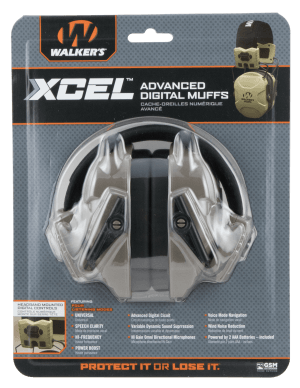 Walker's GWPXSEM XCEL 100 Advanced Digital Muff 26 dB Over the Head Gray/Black Polymer