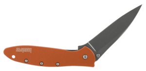 Kershaw 1660OR Leek  3″ Folding Drop Point Plain Bead Blasted 14C28N Steel Blade Orange Anodized Aluminum Handle Includes Pocket Clip